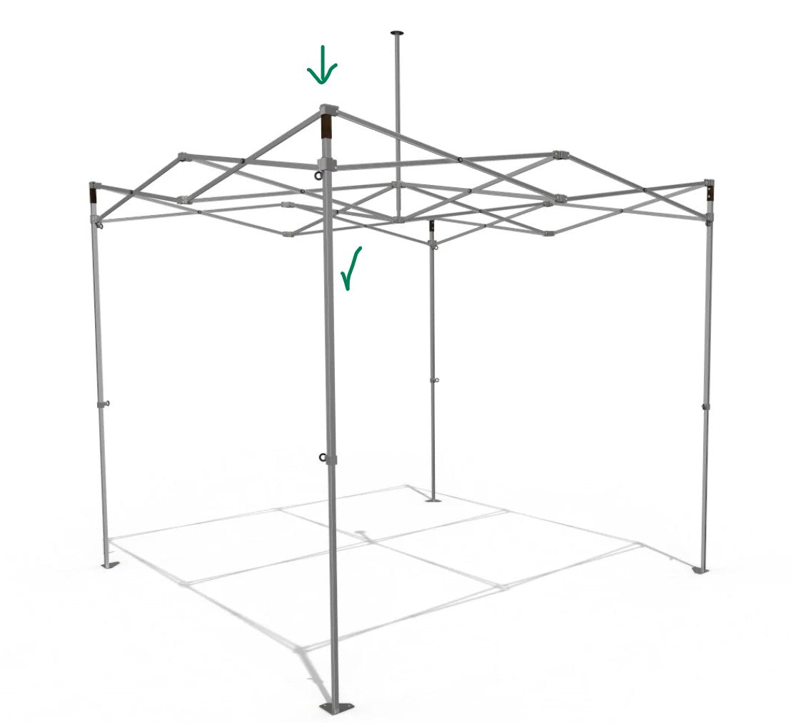 Hjørneben 40mm. til ramme 3x3 og 3x6m