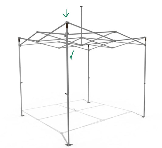 Hjørneben 30mm til ramme 3x3 og 3x6m